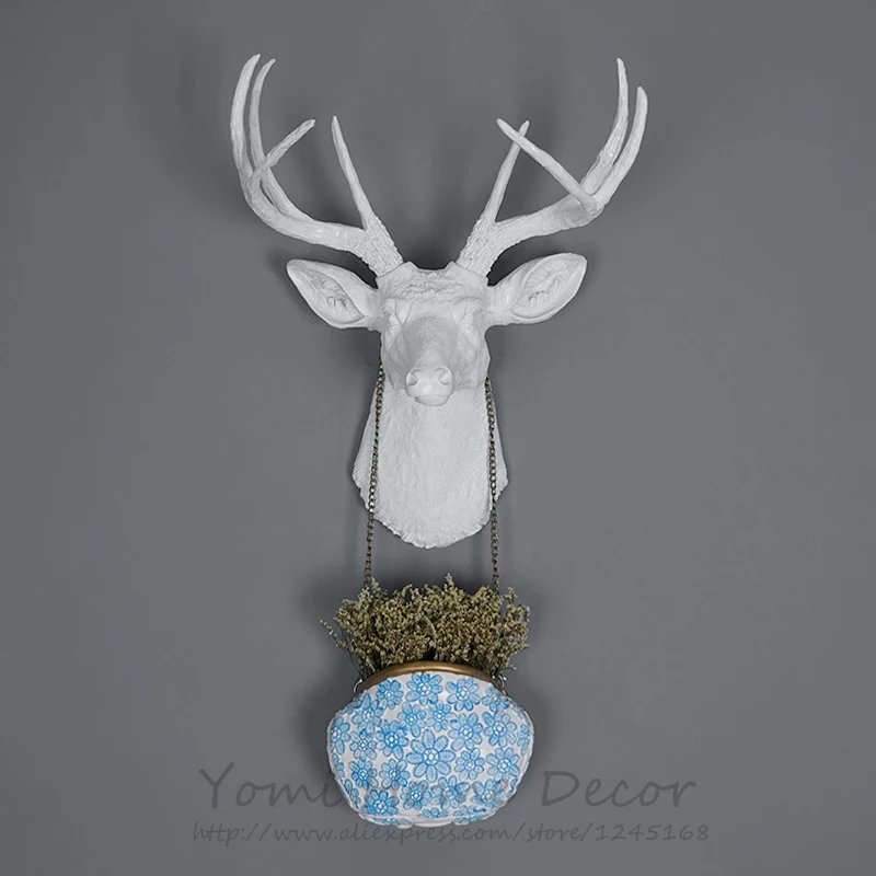 White Resin Animal Head Point Buck Deer Bust Head Faux Taxidermy Modern  Home Decor Wall Hanging Art Sculpture Stag Statue AliExpress