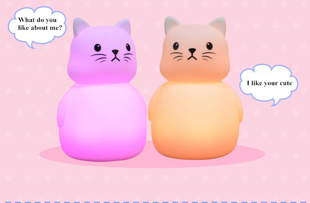 SuperNight Cute Cartoon Cat Mice LED Night Light Touch Sensor Colorful Silicone Bedside Table Lamp for Children Kids Baby Gift (18)