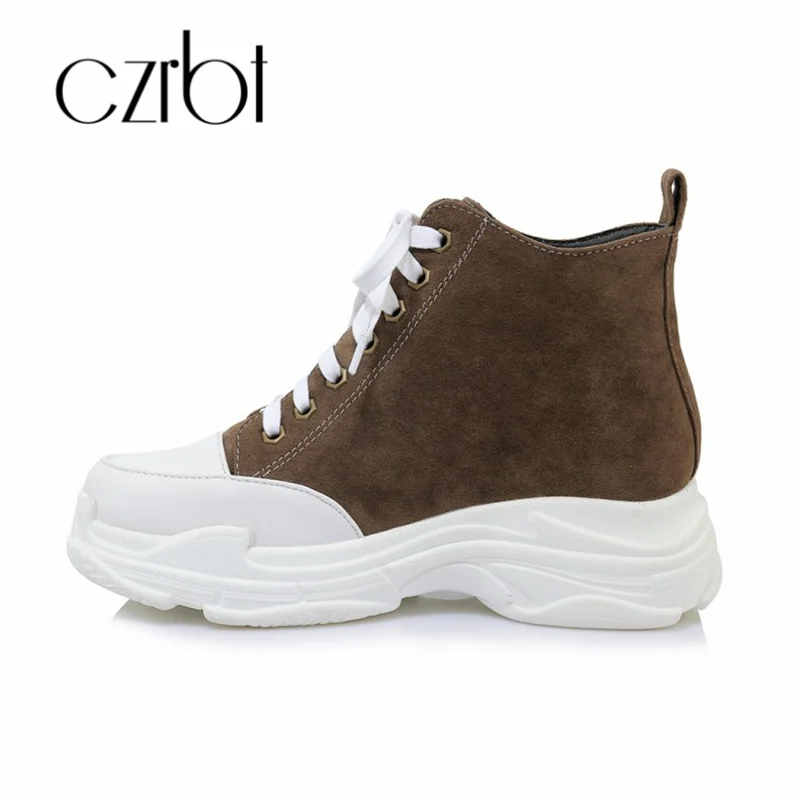 

czrbt 2018 New Winter Fashion Keep Warm Non-Slip Women Boots Comfortable Thick With Round Toe Lace-Up Casual Women Shoes