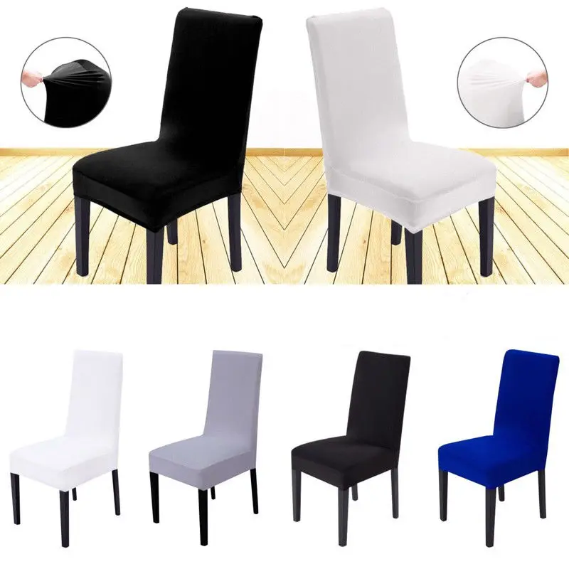 

2018 Brand New Comfortable Wrinkle Resistant Spandex Chair Hood Removable Stretch Dining Room Wedding Banquet Chair Covers