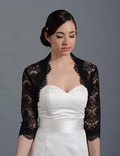 3/4 Sleeves Jackets Black French Lace Bridal Accessories Jacket Bolero For Prom Bridal Dresses Jackets J09