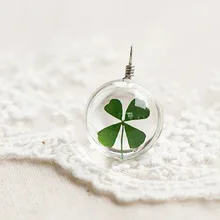 2016 necklace fashion jewelry crystal glass ball necklaces dandelion daffodils clover necklace pendant for women gift