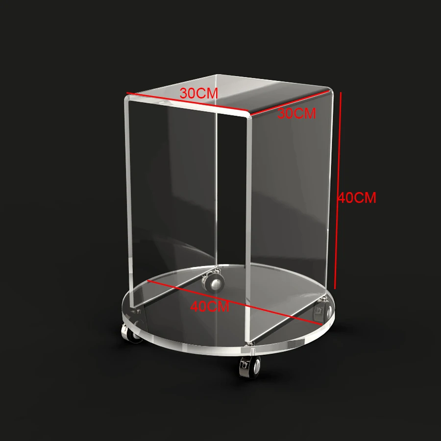 Rolling Acrylic Occasional U Table On Round Base,Lucite Small Magazine Tea Table On Wheels Rolling Acrylic Occasional U Table On Round Base,Lucite Small Magazine Tea Table On Wheels