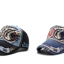 New Washed Dirty Denim Baseball Cap Men and Women Trends Sharks Personality Caps Spring and Autumn Sunshade Hats