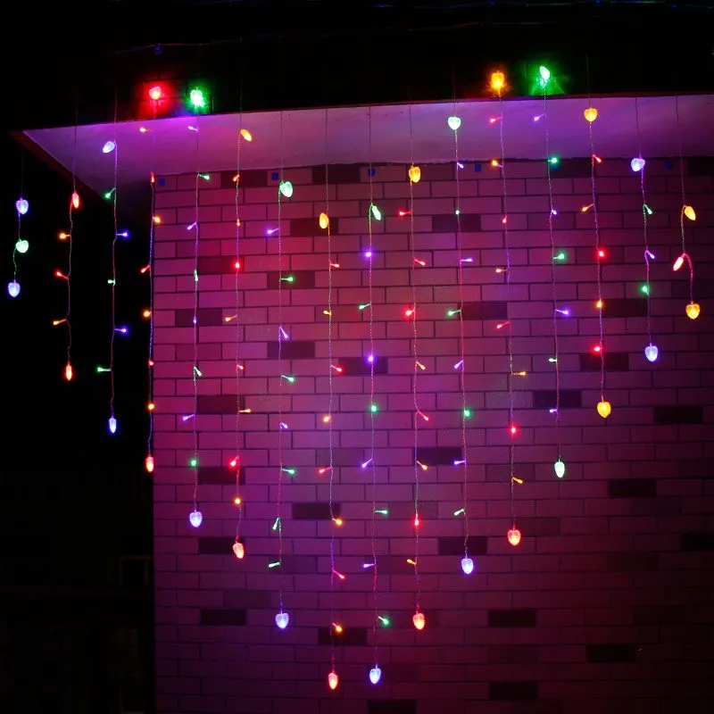 Led Curtian свет строка 2x1,5 м 124 светодиоды Свадебные украшения дома света в помещении декор сердце розовый, зеленый, желтый белый AC220V VR
