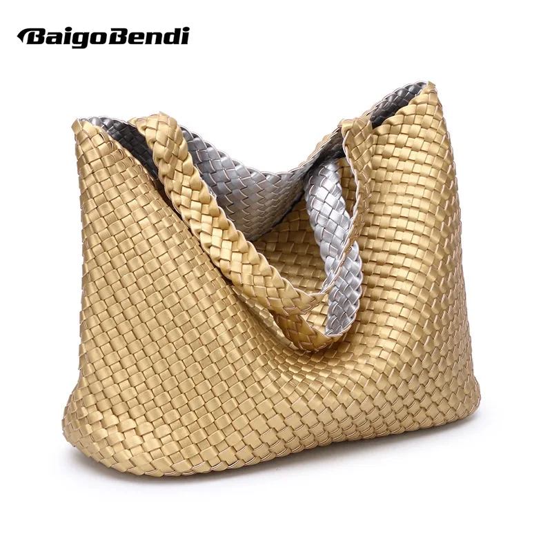

Super Recommend !! Ladies Handmade Knitting Handbag Criss-Cross Woven Leather bag Women String Large Capacity Casual Tote