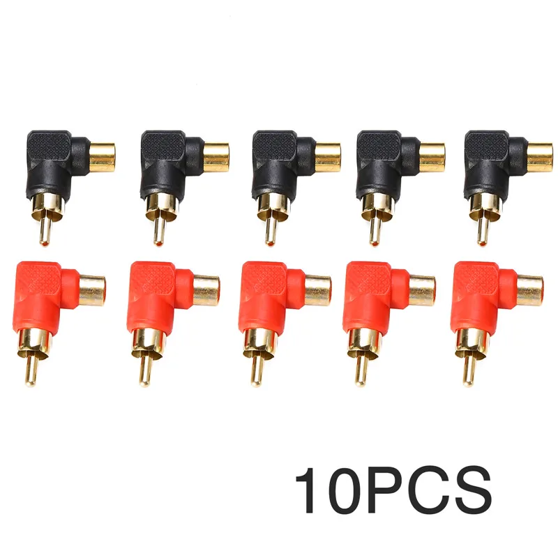 Mayitr 5x черный + Красный адаптер RCA под прямым углом 90 градусов штекер гнездо
