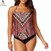 Танкини, женский, плюс размер, винтажный, геометрический, этнический, два предмета, танкини, купальник, пляжная одежда, танкини, XL-5XL