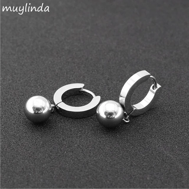 Punk Style Small Hoop Earrings Stainless Steel Charm Beads Punk Style Small Hoop Earrings Stainless Steel Charm Beads For Women Men Circle Creole
