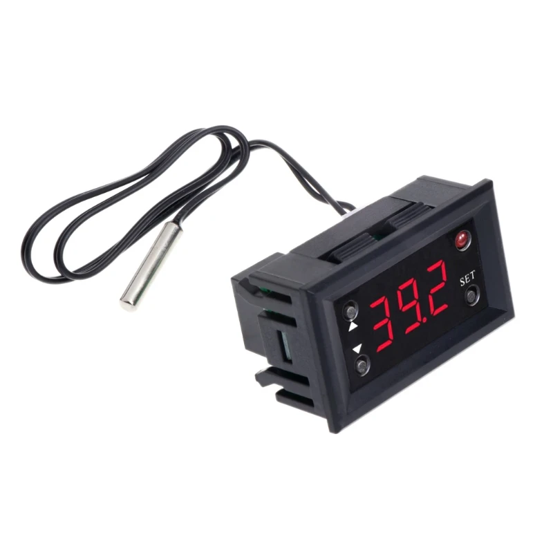 

Microcomputer LCD Digital Thermostat Thermostat DC 12V Temperature Controller For Incubator with Temperature Probe Red Display