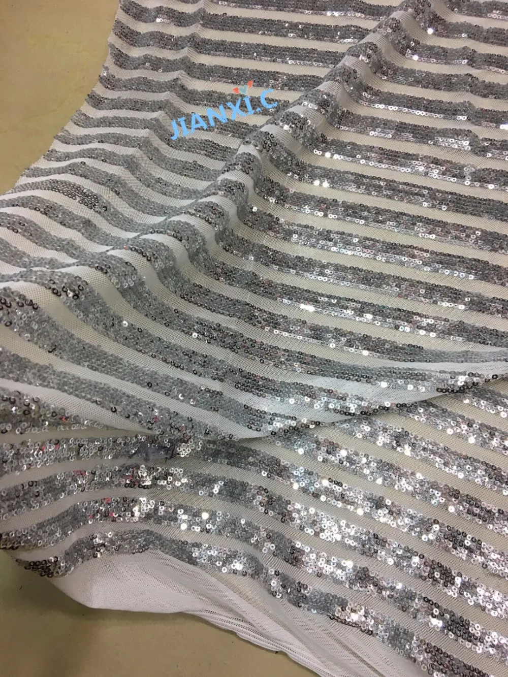 

high quality sequins embroidery tulle mesh lace fabric CiCi-121684 for evening dress