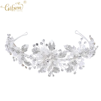 

Dazzling Headband Hair Crown Tiaras Leaf and Crystal Women Headpiece Vintage Tiara Bridal Hair Band