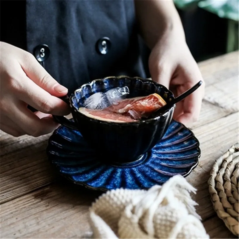 

NIMITIME Ceramic Glaze Flower Shape Pudding Dish House Fish Plate Rice Bowl Coffee Cup And Saucer Dinnerware Set