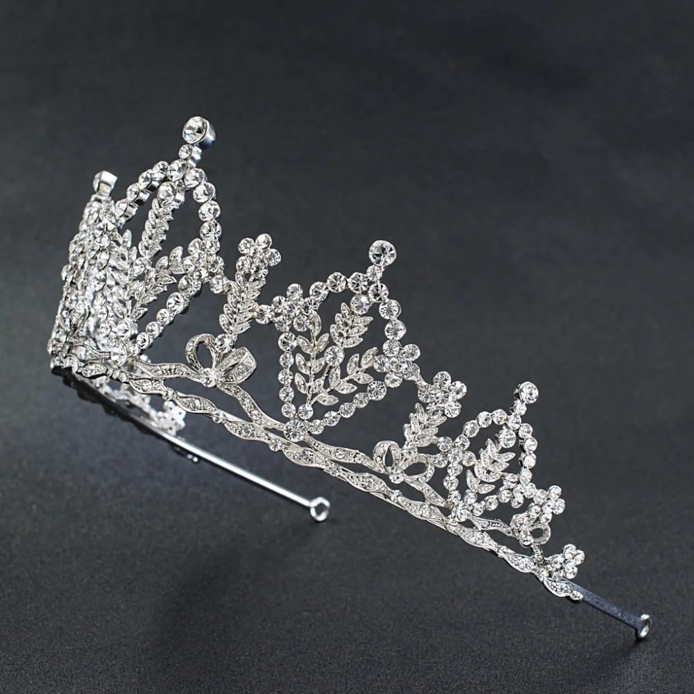 

Real Austrian Crystal Rhinestone Wedding Bridal Royal Leaves Tiara Crown Women Hair Accessories JHA7779