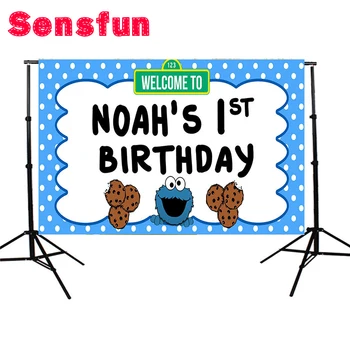 

Vinyl Cartoon Sesame Elmo World Photo Background Birthday Party Photography Backdrops for Photo Studio 7x5ft