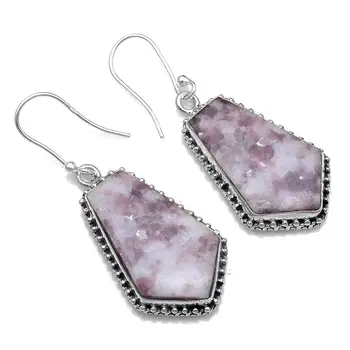 

Genuine Lapidolite 925 Sterling Silver Earrings, 45.5 mm, AE2539