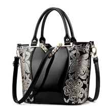 2017 Women Patent Leather Handbags Luxury Sequin Embroidery Famous Brand Designer Diamond Shoulder Messenger bags Bolso Mujer