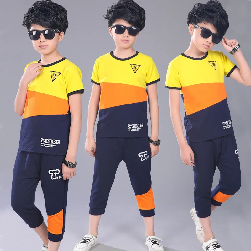 Cotton Kids Sports Clothing For Boys Clothes Set Summer Letter Short ...