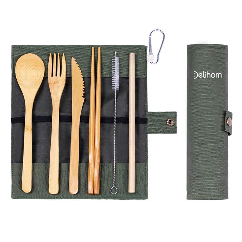 

Bamboo cutlery set chopsticks butter knife dessert spoon dinner fork tea ice spoon cutlery set 4YANG