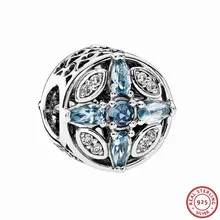 925 пробы серебро Dazzing синий ограненные камни моделей Frost Талисман из бусин ручной работы Fit PANDORA Подвески для женщин Jewelry FL470