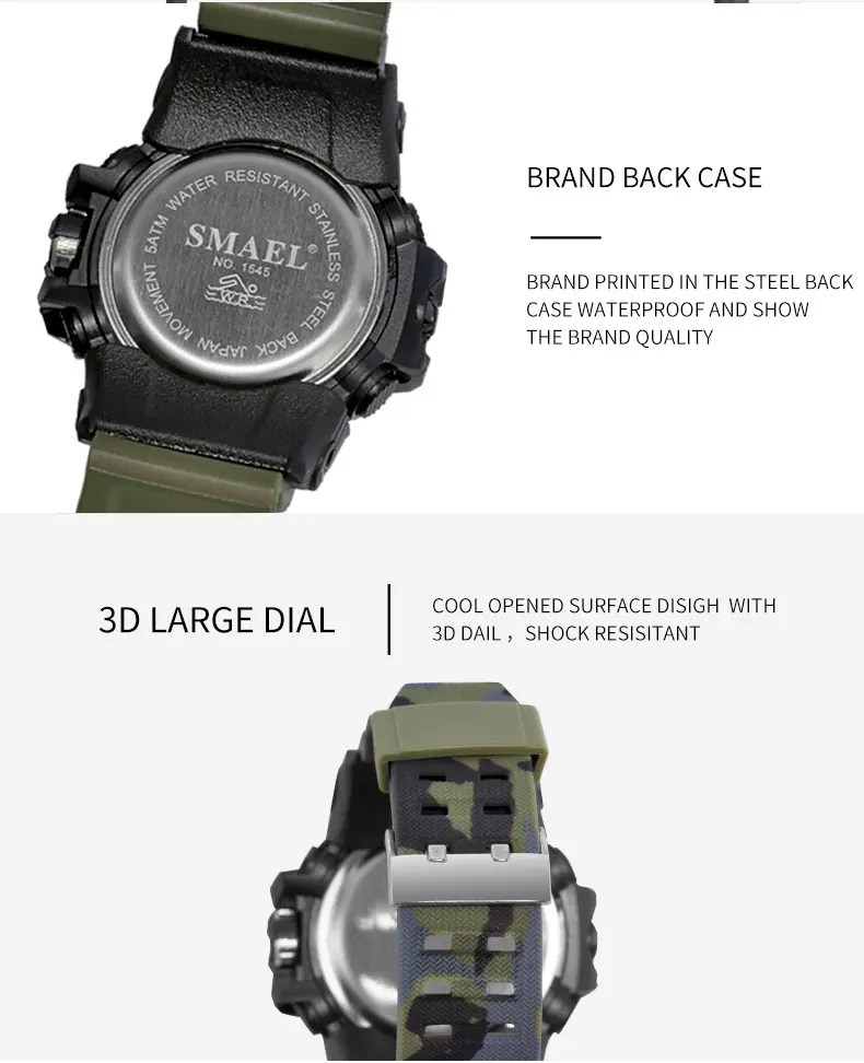 SMAEL брендовые камуфляжные модные цифровые часы для мужчин спортивные аналоговые кварцевые часы для плавания светодиодный электронные часы для мужчин s Relogio Masculino