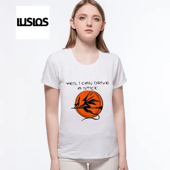 

LUS LOS YES I CAN DRIVE STICK letter T-shirt Korean fashion plus size t-shirts summer tshirts for women