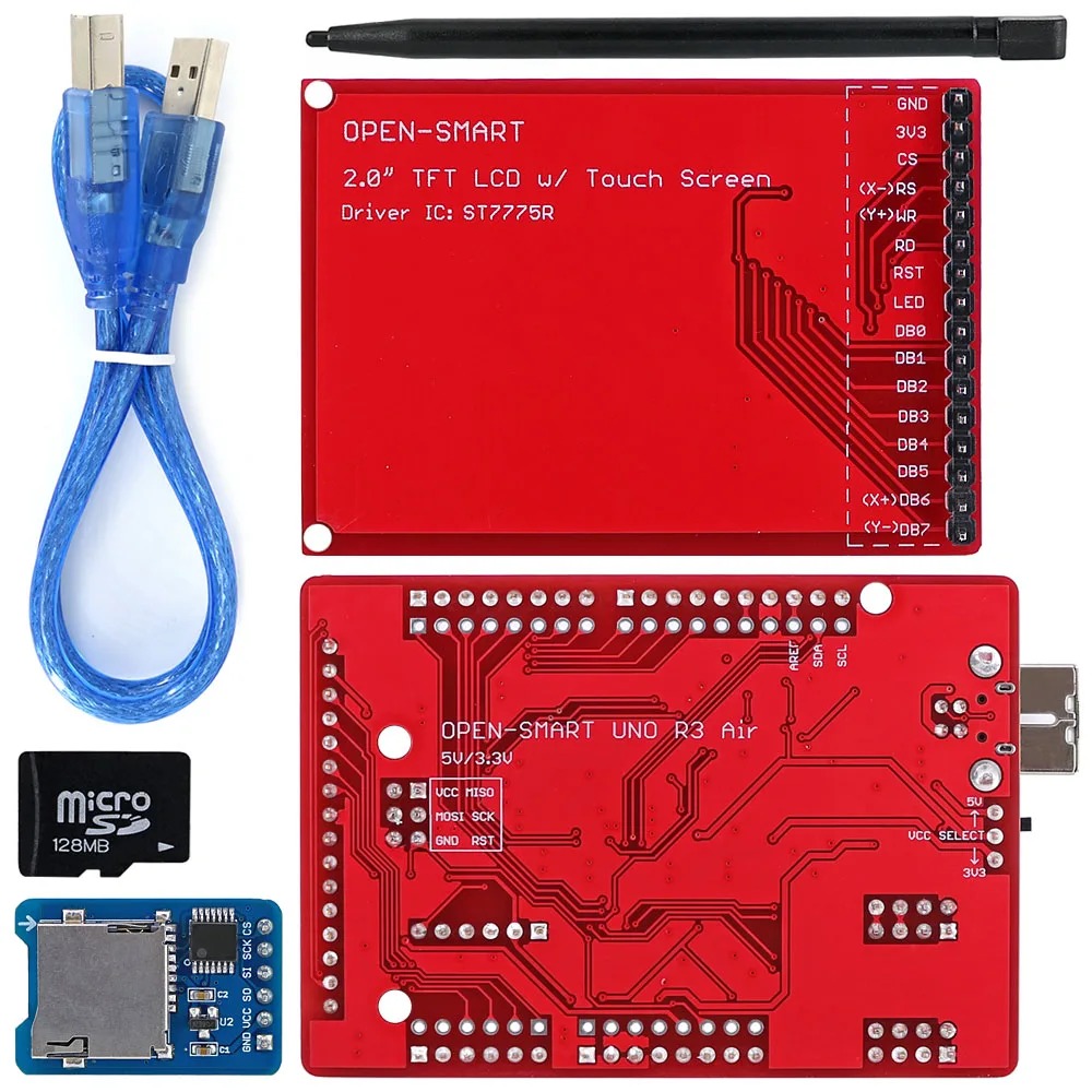 Открытый Смарт 2,0 дюйма 176*220 TFT lcd сенсорный экран коммутационный модуль комплект с простым подключением UNO R3 воздушная плата для Arduino UNO R3/Nano