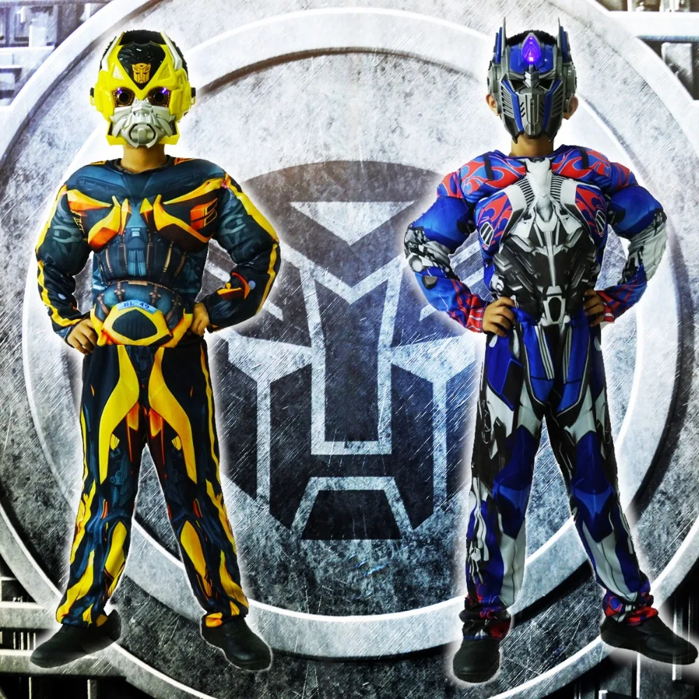

Kids Cosplay Movie Muscle Optimus Prime costumes Boys Bumblebee Superhero Body SuitsCarnival Halloween Costumes Party