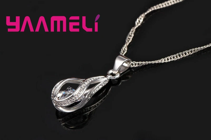 Hot Water Drop CZ 925 Sterling Silver Plated Jewelry Set