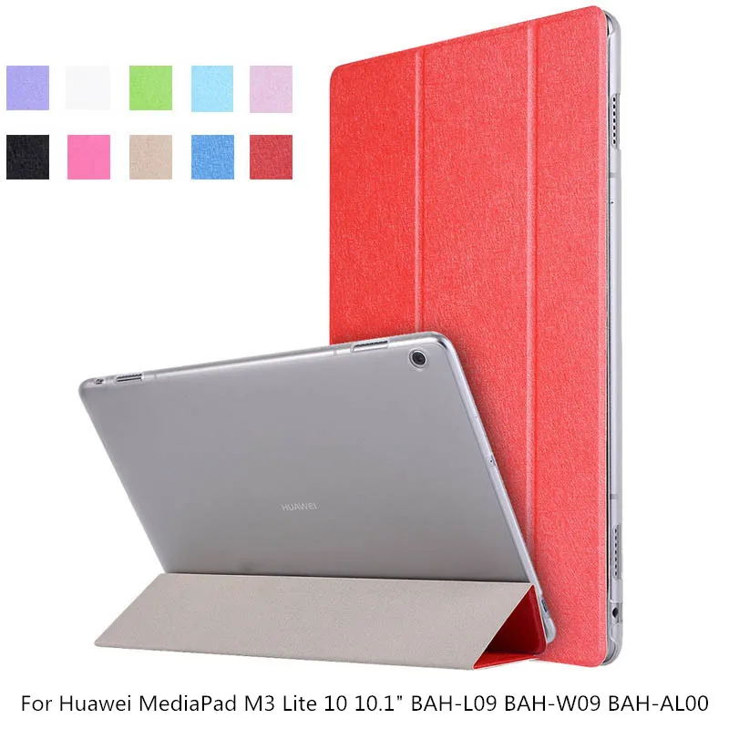 

Ultra Slim Case For Huawei MediaPad M3 Lite 10 10.1" BAH-L09 BAH-W09 BAH-AL00 Smart Cover transparent Tablet PU Leather Shell