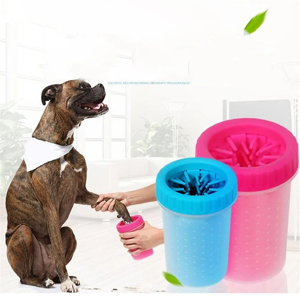 

3 Colors Portable Pet Foot Washer Cup Soft Silicone Dog Foot Wash Box Brush Tools Pets Squeeze Hand Claws Washing Cleaning Cups