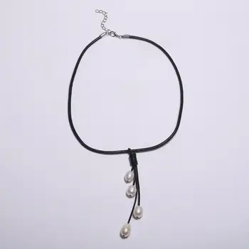 

Grain Shape Of Pearl Jewelry Pendant Necklace, 9 - 10 mm Leather Cord