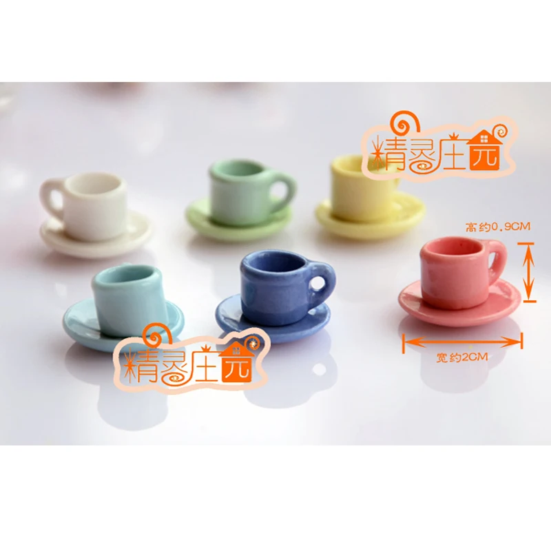 8x Miniature Porzellan Tafelservice Kaffeeservice Tasse Teller Puppenhaus