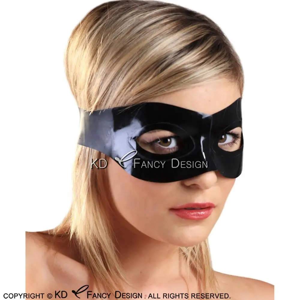Black Sexy Latex Eye Mask Rubber Hoods With Arc Shape Eyes Holes Tt
