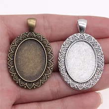 WYSIWYG 4 adet 18x25mm iç boyutu 2 renkler antik bronz antika gümüş renk Oval Cameo Cabochon bankası ayar Charms kolye