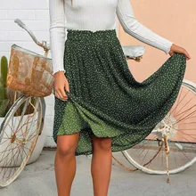 Юбка миди в богемном стиле с узором в горошек, повседневная юбка миди para as mulheres Empire плиссированная модная женская одежда Faldas Mujer Moda