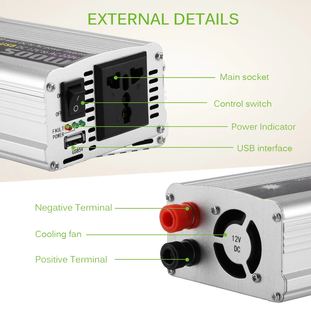 Автомобильный преобразователь мощности DC 12V в AC 220V 380W модифицированная Синусоидальная волна мощность с USB встроенный вентилятор быстрого охлаждения с низким уровнем шума