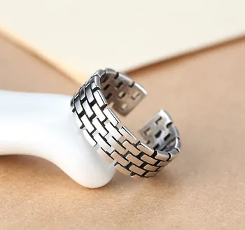 

Punk Vintage 925 Sterling Silver Hollow Rings For Women Engagement Jewelry Adjustable Personality Antique Rings Anillos