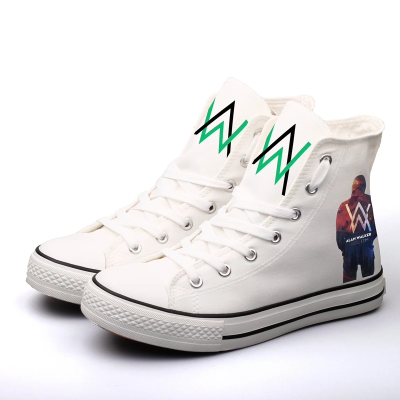 

High Top Men Boys Streetwear Canvas Shoes Casual Flats Customize Print DJ Music Star Rock Roll Designer Leisure Shoes Tenis