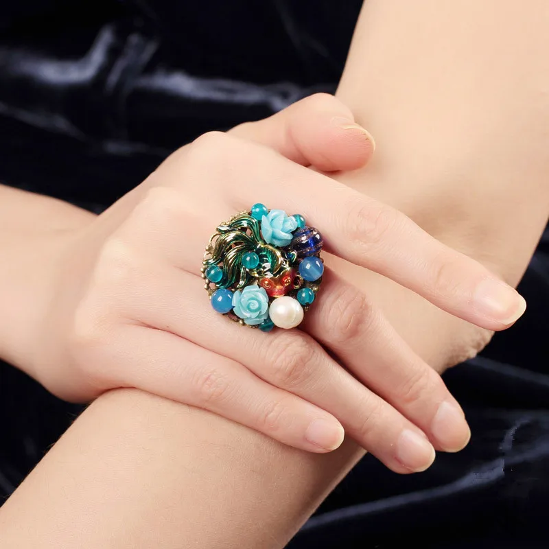 

new vintage big rings for women Adjustable Wedding Ring Fashion Jewelry Birthday Girlfriend Stone fine Gifts