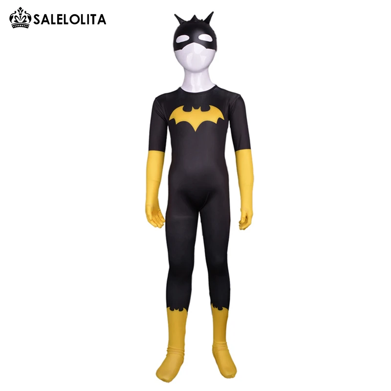 Child Batman Lycra Spandex Bodysuit Costume Kids Superhero Batman