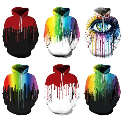 Hoodies Men//Women 3D Sweatshirts with Hat Print Paint Unicorn Thin Hooded