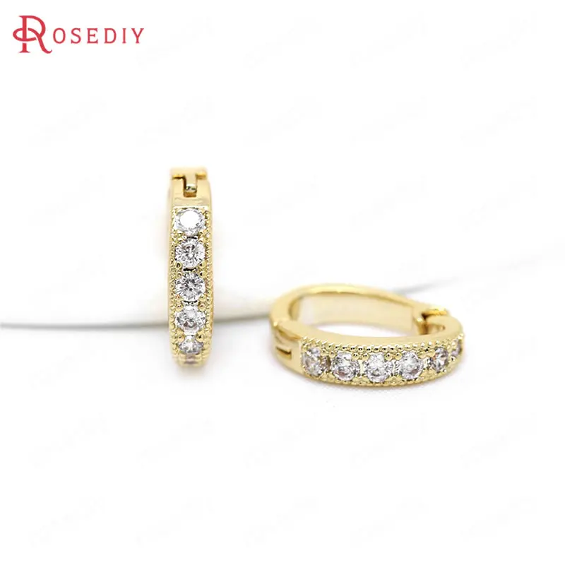 

(34358)4PCS 13.5*9.5MM 24K Gold Color Brass and Zircon Charms Clasps Connector High Quality Diy Jewelry Findings Accessories