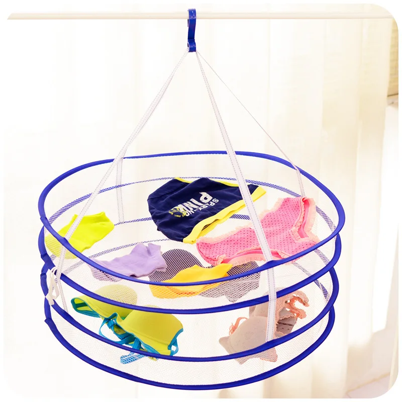 Mrosaa 2 Layers Clothes Drying Rack Drying Laundry Bag Folding Hanging