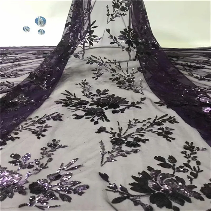

African 3d Sequins Lace Fabric 2019 High Quality Lace French Sequence Tulle Lace Nigerian Lace Fabrics For Wedding Multicolor