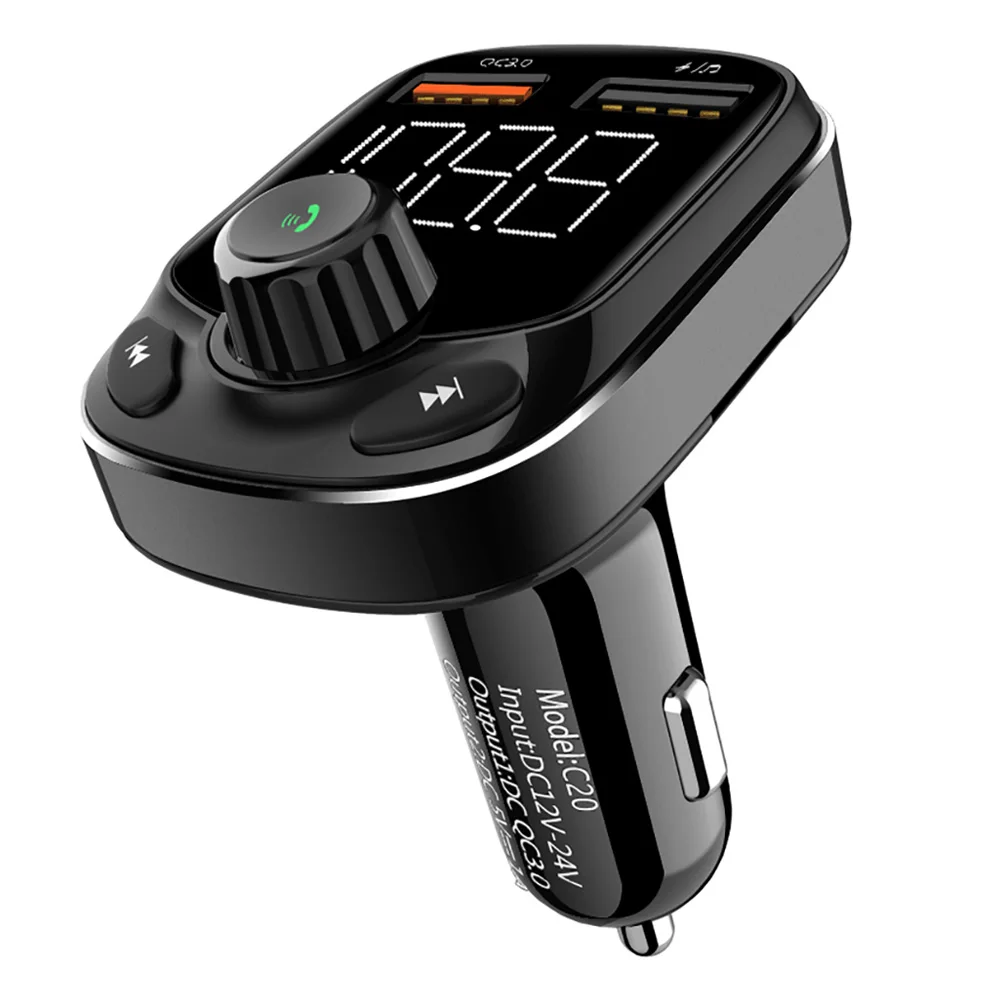 Автомобильное зарядное устройство для прикуривателя 12 В/24 В FM с полной частотой, Двойной выход USB, автомобильный Bluetooth MP3-плеер