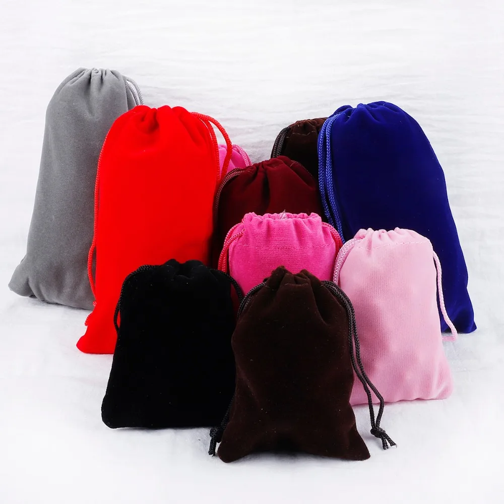 

10pcs 5*7cm/7*9cm/9*12cm/10*15cm Coloful Velvet Pouches Jewelry Packaging Bag Wedding Favor Pouches & Drawstring Gift Bags