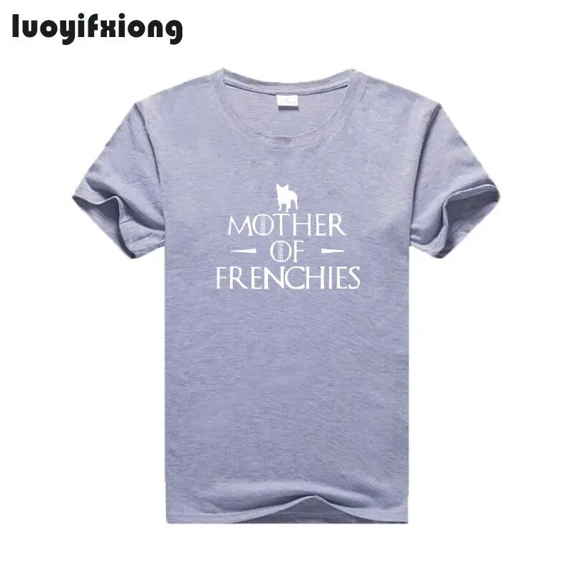 Luoyifxiong футболка с надписью Mother of Frenchies, женские топы, французская футболка с изображение бульдога, женская футболка с коротким рукавом, повседневные Забавные футболки