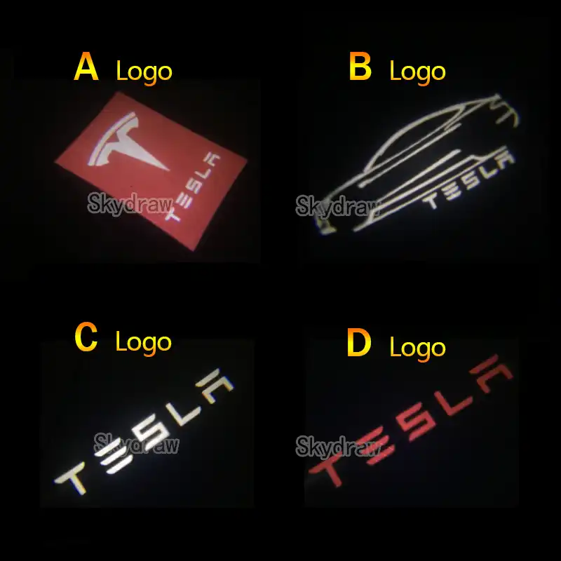 2pcsset For Tesla Model X Model 3 Model S Car Led Door Warning Light Projector Ghost Shadow Door Welcome Light