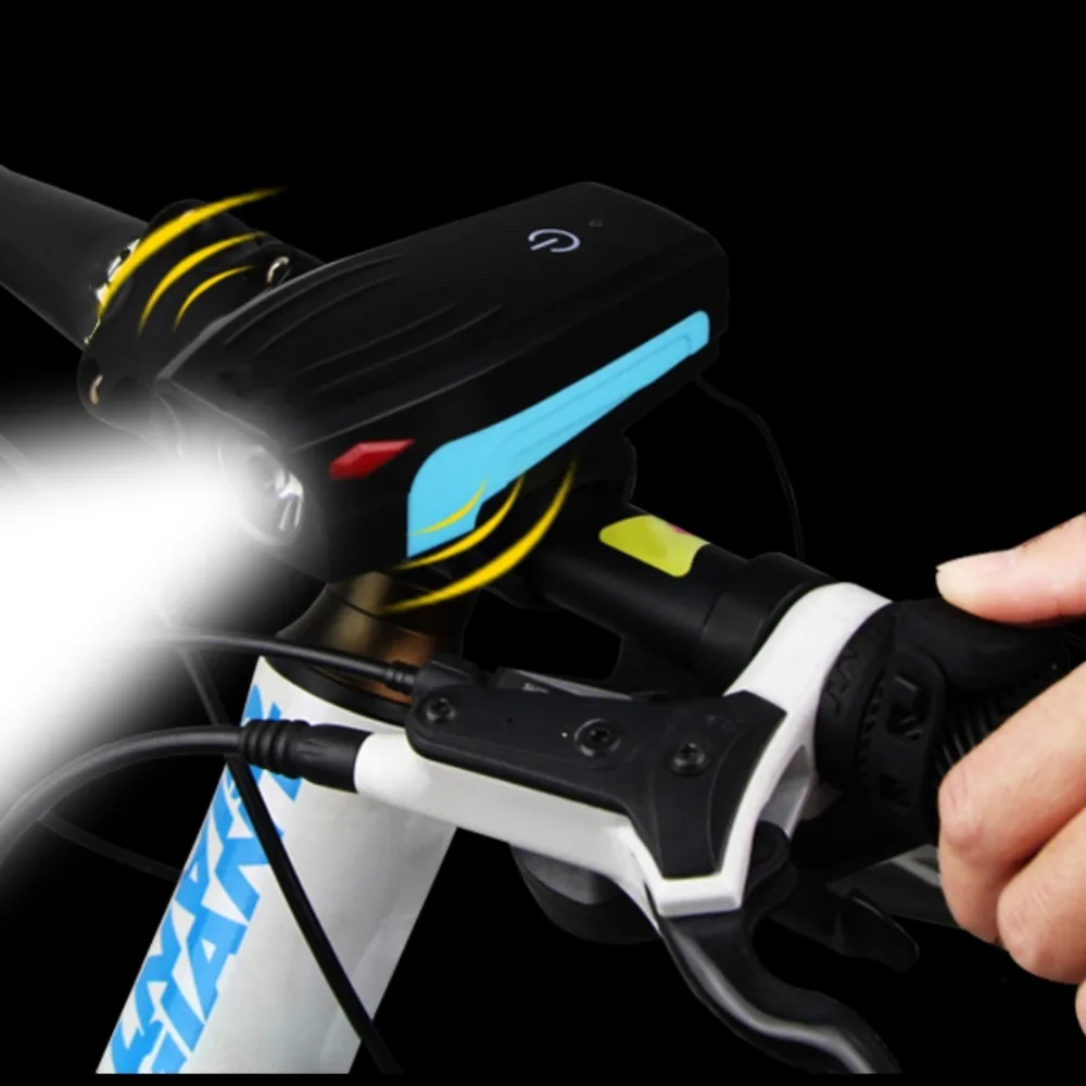 Велосипедный передний световой набор USB перезаряжаемое Сенсорное управления громкий звуковой рог динамик велосипедная головка освещение для езды на велосипеде